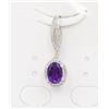 Image 1 : #17-NATURAL PURPLE AMETHYST & CZ PENDANT