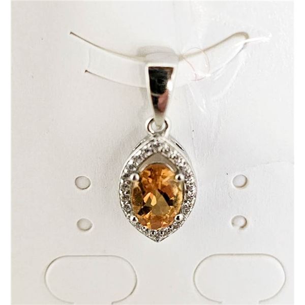 #54-NATURAL YELLOW CITRINE & CZ PENDANT
