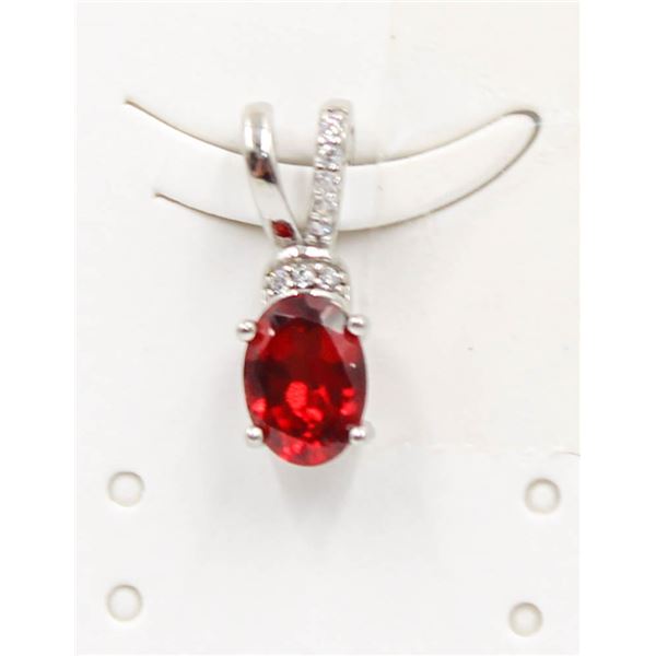 #43-NATURAL RHODOLITE GARNET & CZ PENDANT