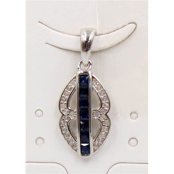 #99-NATURAL BLUE SAPPHIRE & CZ   PENDANT