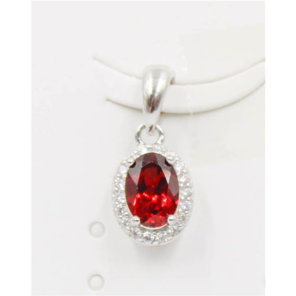 #30-NATURAL RHODOLITE GARNET & CZ PENDANT