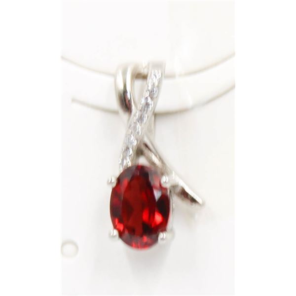 #25-NATURAL RHODOLITE GARNET & CZ PENDANT