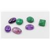 Image 1 : #141-NATURAL AMETHYST & EMERALD GEMSTONES 55.00CT