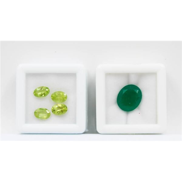 #242-NATURAL GREEN AGETE 4.38CT & PERIDOT 3.00CT