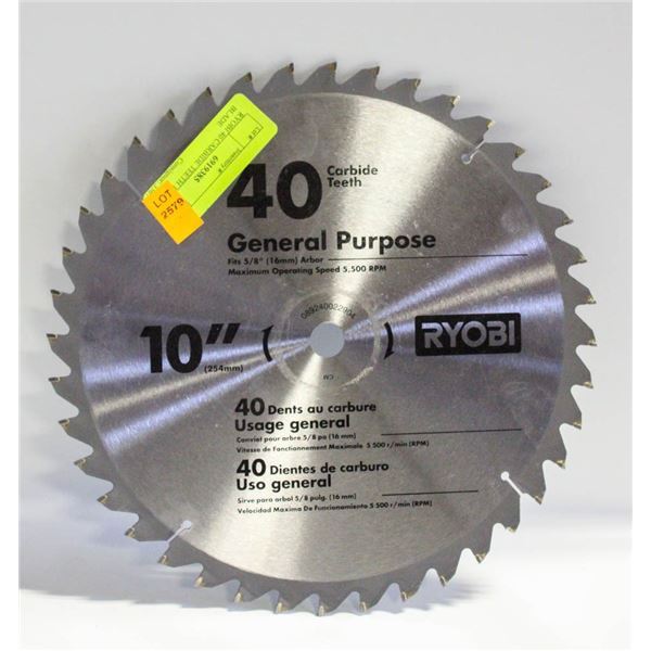 RYOBI 40 CARBIDE TEETH 10" BLADE