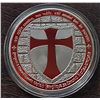 Image 1 : 7)  ENCAPSULATED RED ENAMEL & SILVER TONE