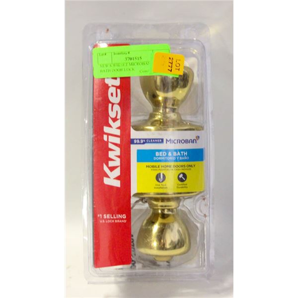 NEW KWIKSET MICROBAN BED & BATH DOOR LOCK