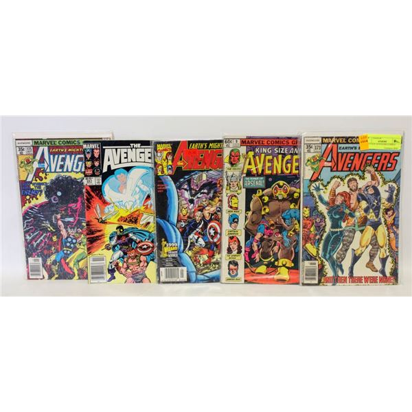5 VINTAGE AVENGERS COMICS