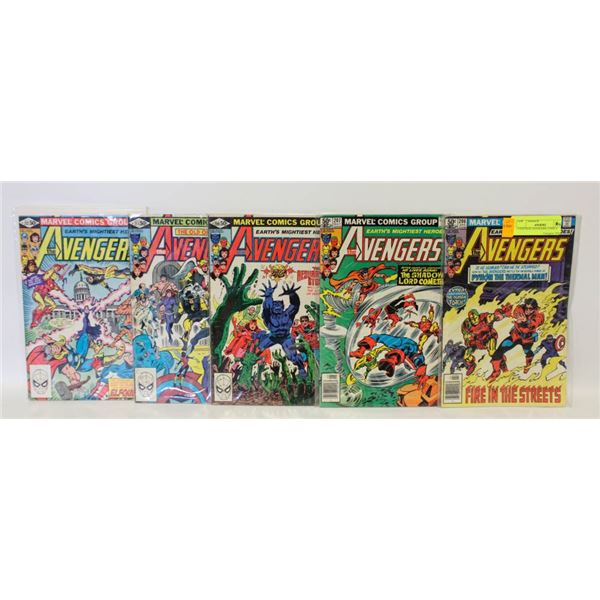 5 VINTAGE AVENGERS COMICS