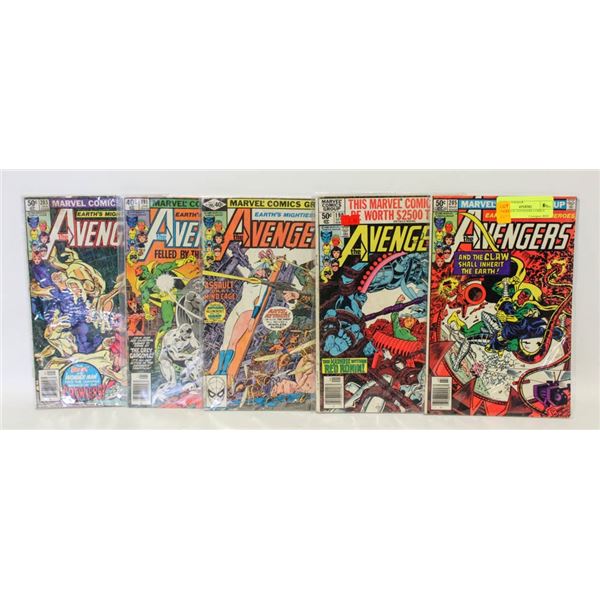 5 VINTAGE AVENGERS COMICS