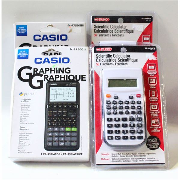 LOT OF NEW CALCULATORS;2 CASIO GRAPHING & 2 STUDIO