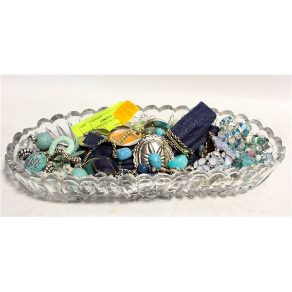 ESTATE JEWELRY IN CRYSTAL LONG BOWL-ESTATE
