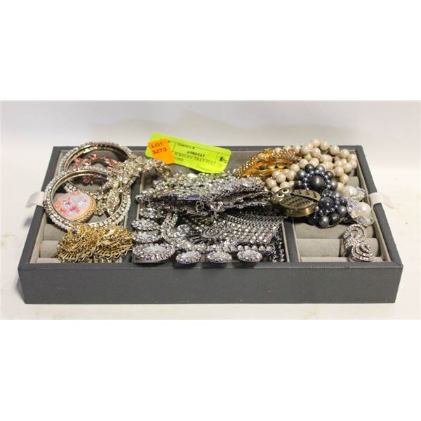 LARGE JEWELRY TRAY FULL OF RHINESTONE