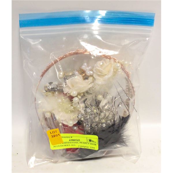 BAG OF ASSORTED ESTATE JEWELERY & HAIR ACCESSORIES