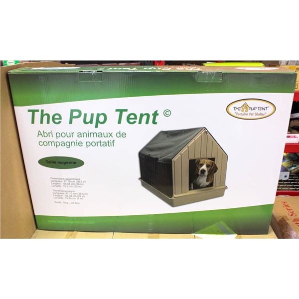 BRAND NEW PUP TENT IN BOX CAMOFLAUGE MEDIUM SIZED