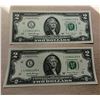 Image 1 : 11)  LOT OF 2 USA $2.00 UNCIRCULATED BANKNOTES,