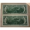 Image 2 : 11)  LOT OF 2 USA $2.00 UNCIRCULATED BANKNOTES,