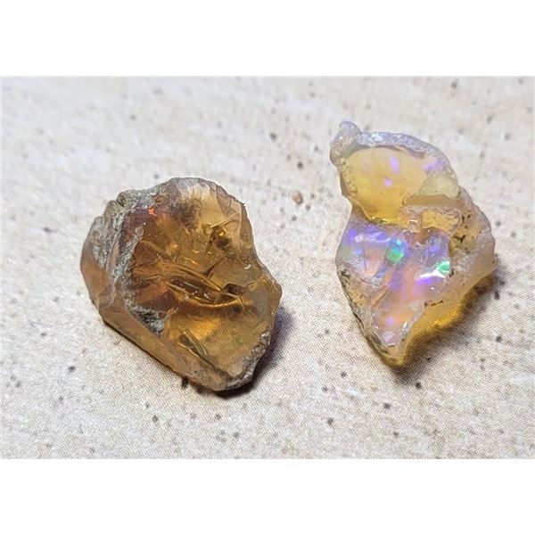 4)  LOT OF 2 NATURAL ROUGH ETHIOPEAN FIRE OPALS,