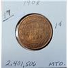 Image 2 : 13)  CANADIAN 1908  LARGE PENNY.