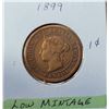 Image 2 : 14)  VICTORIAN 1899 CANADIAN LARGE PENNY.