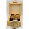 Image 1 : WOODEN STORAGE BOX WITH "FLEET" GOLD-TONE