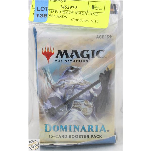 6 SEALED PACKS OF MAGIC AND POKEMON CARDS