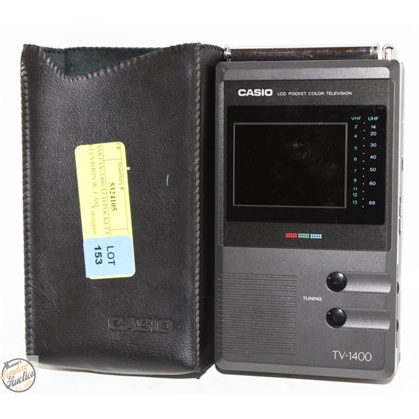 CASIO TV-1400 LCD POCKET COLOR TELEVISION W/ CASE