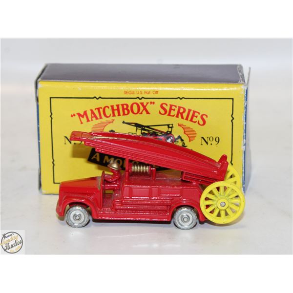 VINTAGE MATCHBOX #9 FIRE TRUCK IN ORIGINAL BOX