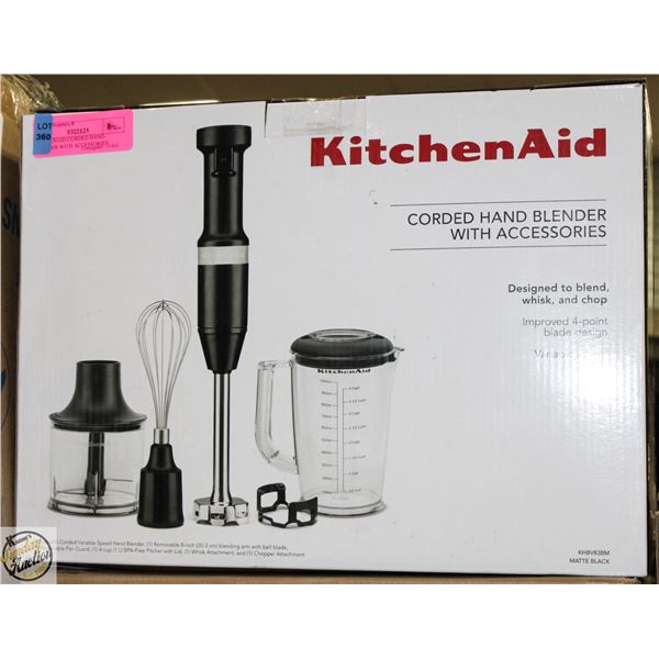 KITCHENAID CORDED HAND BLENDER WITH ACCESSORIES