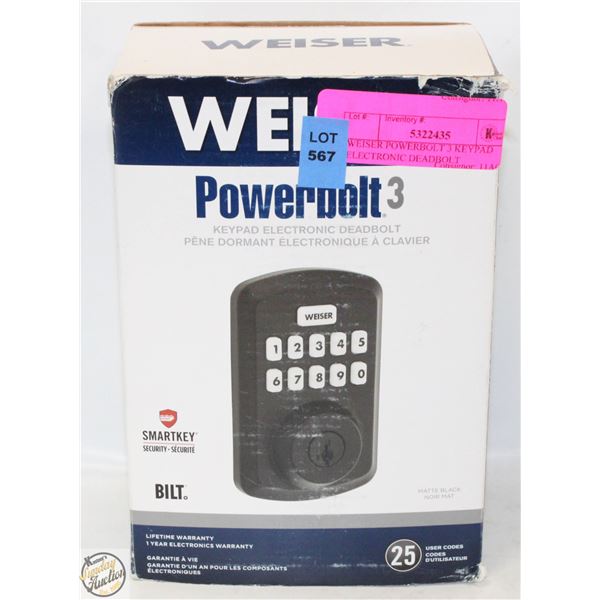 WEISER POWERBOLT 3 KEYPAD ELECTRONIC DEADBOLT