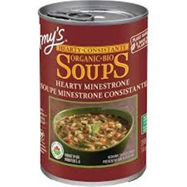NEW 12 X 398ML AMYS ORGANIC BIO SOUPS HEARTY MINES