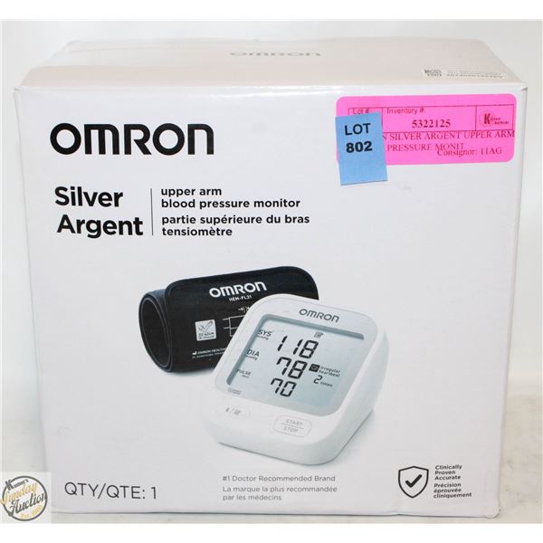 OMRON SILVER ARGENT UPPER ARM BLOOD PRESSURE MONIT