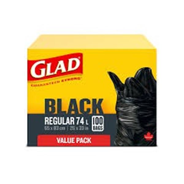 NEW 100 BAGS GLAD BLACK REGULAR 74L