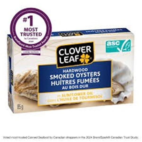 NEW 2 X 12 X 85G CLOVER LEAF SMOKED OYSTERS