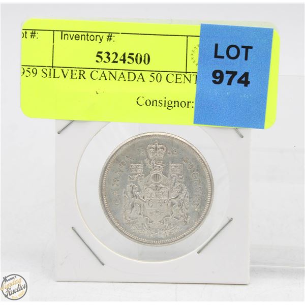 1959 SILVER CANADA 50 CENT PIECE