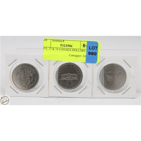 1971, 73 & 74 CANADA DOLLARS