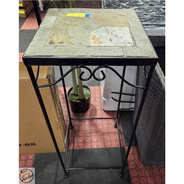 METAL PLANT STAND WITH CERAMIC DESIGN TOP