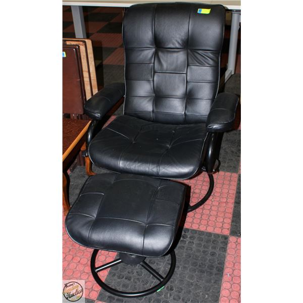 PALLISER LEATHER SWIVEL CHAIR W/OTTOMAN
