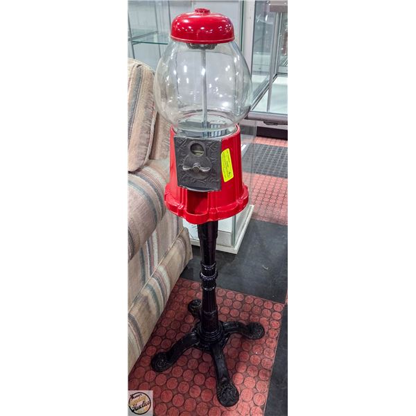 BUBBLE GUM MACHINE ON STAND (WORKS ALL COINS)