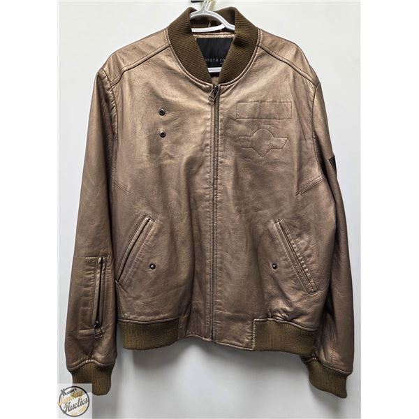 MENS LARGE GOLD KENNETH COLE BOMBER JACKET