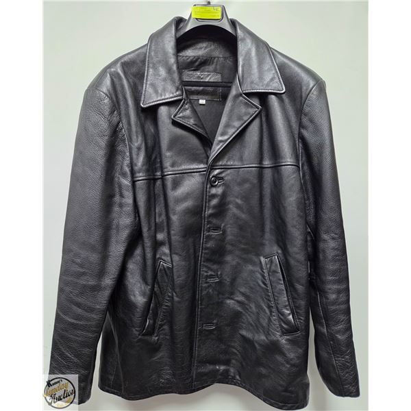 BLACK LEATHER MEN'S JACKET - SIZE XXL