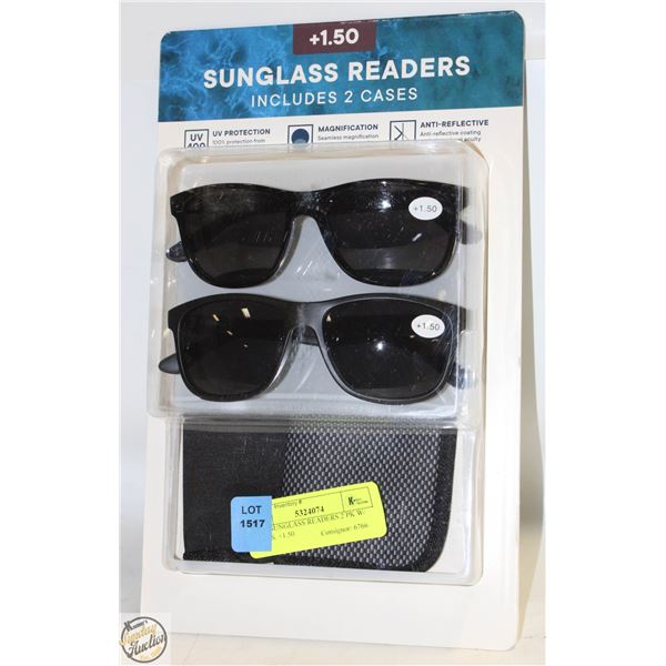 NEW SUNGLASS READERS 2 PK W/ CASES. +1.50