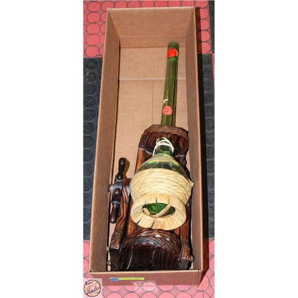 BURL WOOD HANDCARVED LIQUOR BOTTLE