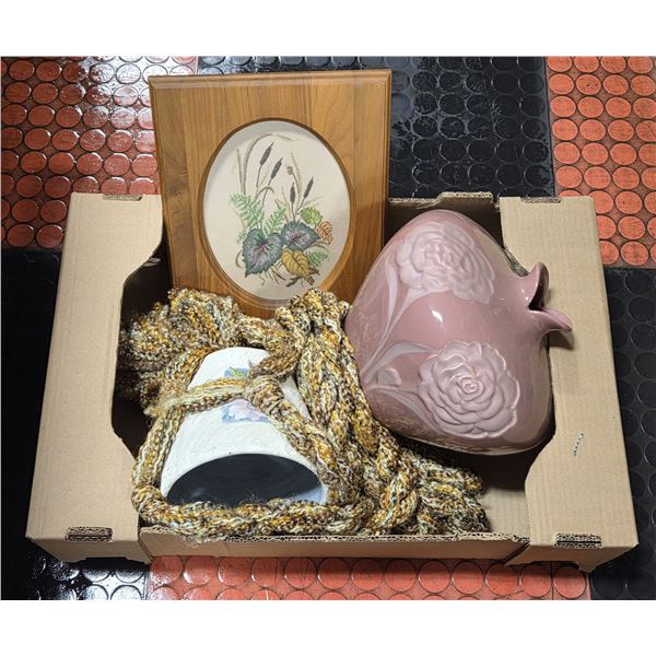 1986 PINK PORCELAIN WIDE VASE + HAND MADE