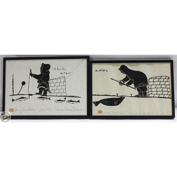 2 INUIT PICTURES BY HENRY NAPARTUK 10" X 6.5"