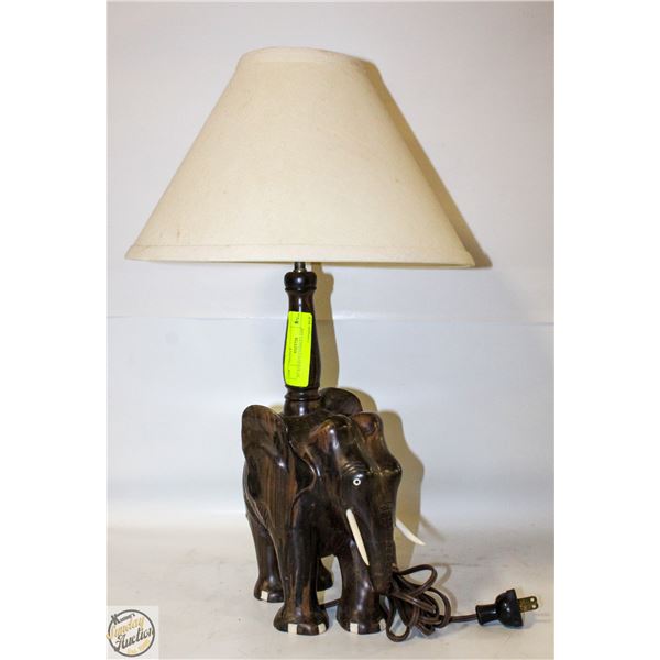 20" WOOD ELEPHANT LAMP