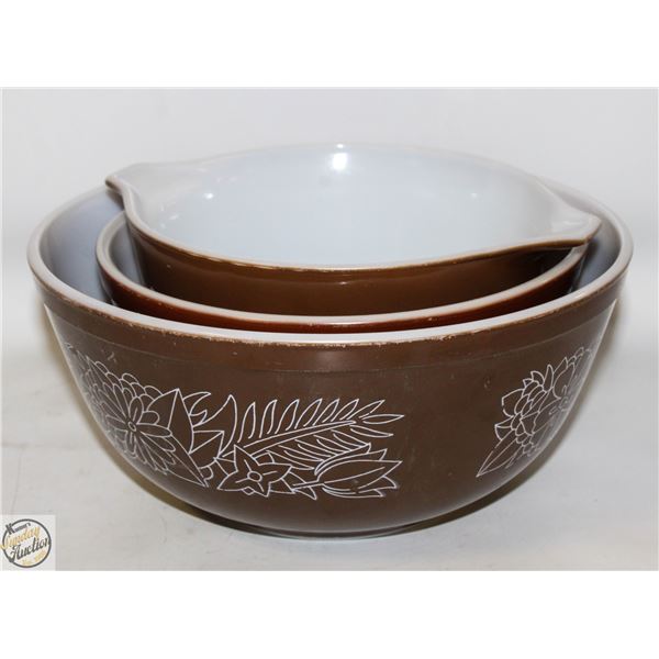 3 BROWN PYREX