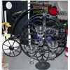 Image 1 : BICYCLE THEMED WINE RACK WITH WROUGHT IRON/GLASS