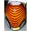 Image 1 : TIGER STRIPE CASED GLASS VASE WITH WINDOWS