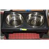 Image 1 : 2 STAINLESS STEEL DOG DISHES ON STAND